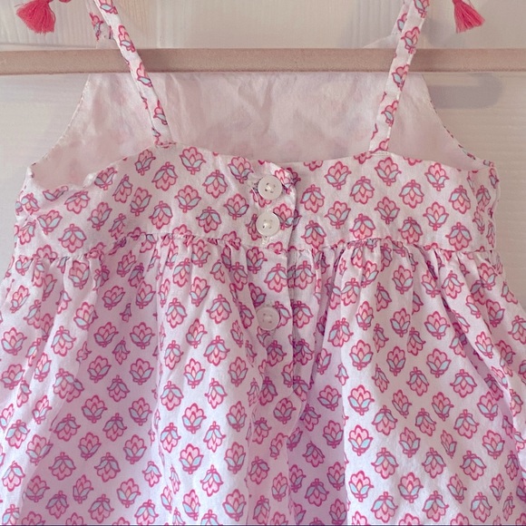 Baby B’gosh floral pink & turquoise dress with tassels on shoulder straps - Picture 5 of 9